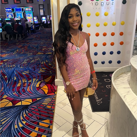 pink and purple dress can be wore for a birthday dress or homcoming dress - Picture 1 of 4